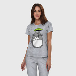 Пижама хлопковая женская Totoro с зонтом, цвет: меланж — фото 2