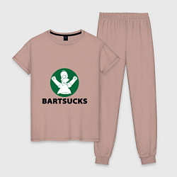 Пижама хлопковая женская Bartsucks, цвет: пыльно-розовый