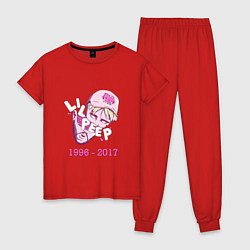 Пижама хлопковая женская Lil Peep: 1996-2017, цвет: красный
