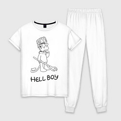 Пижама хлопковая женская Bart: Hell Boy, цвет: белый