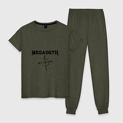 Пижама хлопковая женская Megadeth Compass, цвет: меланж-хаки