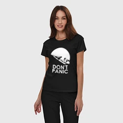 Пижама хлопковая женская Elon: Don't Panic, цвет: черный — фото 2