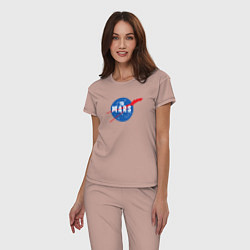 Пижама хлопковая женская Elon Musk: To Mars, цвет: пыльно-розовый — фото 2