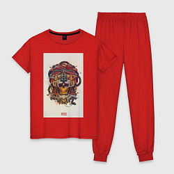 Пижама хлопковая женская Mexico ART цвета красный — фото 1