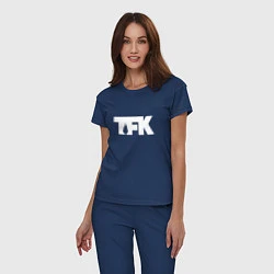 Пижама хлопковая женская TFK: White Logo, цвет: тёмно-синий — фото 2