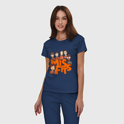Пижама хлопковая женская MisFits Heroes, цвет: тёмно-синий — фото 2