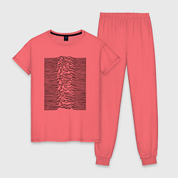 Пижама хлопковая женская Unknown Pleasures, цвет: коралловый