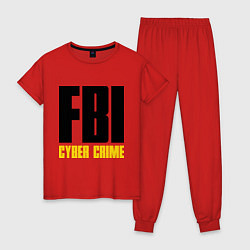Пижама хлопковая женская FBI: Cyber Crime, цвет: красный