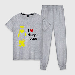 Пижама хлопковая женская I love deep house, цвет: меланж
