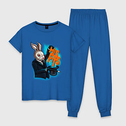 Пижама хлопковая женская Rabbit magician цвета синий — фото 1