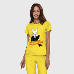 Пижама хлопковая женская Misfits: White rabbit, цвет: желтый — фото 2