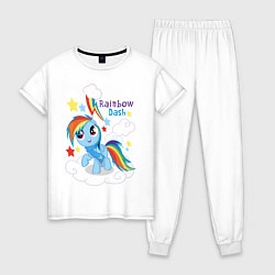 Пижама хлопковая женская Rainbow Dash, цвет: белый
