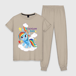 Пижама хлопковая женская Rainbow Dash, цвет: миндальный