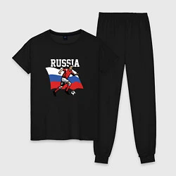 Пижама хлопковая женская Football Russia, цвет: черный
