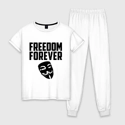 Пижама хлопковая женская Freedom forever, цвет: белый