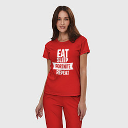 Пижама хлопковая женская Eat Sleep Fortnite Repeat, цвет: красный — фото 2