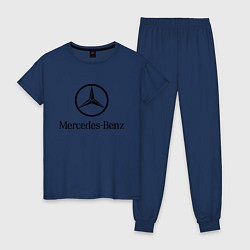 Пижама хлопковая женская Logo Mercedes-Benz, цвет: тёмно-синий