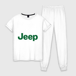 Пижама хлопковая женская Logo Jeep, цвет: белый