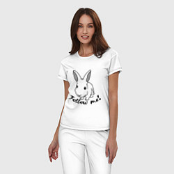 Пижама хлопковая женская Rabbit: follow me, цвет: белый — фото 2