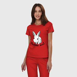 Пижама хлопковая женская Rabbit: follow me, цвет: красный — фото 2
