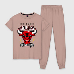 Пижама хлопковая женская Chicago Bulls est. 1966, цвет: пыльно-розовый