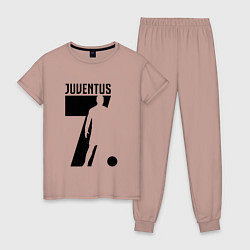 Пижама хлопковая женская Juventus: Ronaldo 7, цвет: пыльно-розовый