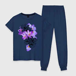 Пижама хлопковая женская Krokus Flower, цвет: тёмно-синий