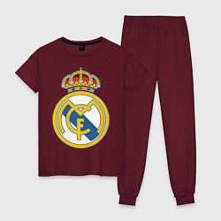 Пижама хлопковая женская Real Madrid FC, цвет: меланж-бордовый