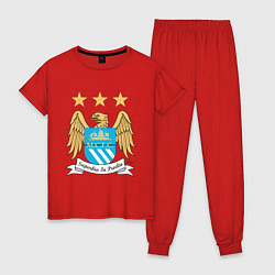 Пижама хлопковая женская Manchester City FC, цвет: красный