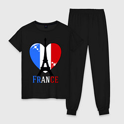 Пижама хлопковая женская France Love, цвет: черный