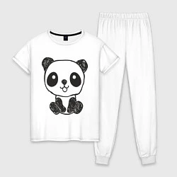 Пижама хлопковая женская Малыш панда, цвет: белый