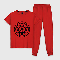 Пижама хлопковая женская Slipknot Pentagram, цвет: красный