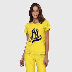 Пижама хлопковая женская NY - Yankees, цвет: желтый — фото 2