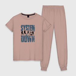 Пижама хлопковая женская System of a Down большое лого, цвет: пыльно-розовый