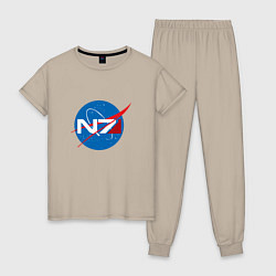 Пижама хлопковая женская NASA N7, цвет: миндальный