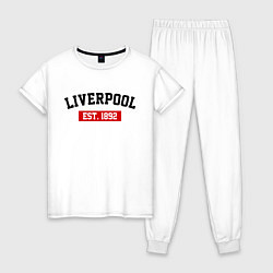 Пижама хлопковая женская FC Liverpool Est. 1892, цвет: белый