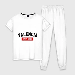 Пижама хлопковая женская FC Valencia Est. 1919, цвет: белый