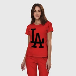 Пижама хлопковая женская LA: Los Angeles, цвет: красный — фото 2
