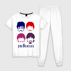 Пижама хлопковая женская The Beatles faces, цвет: белый