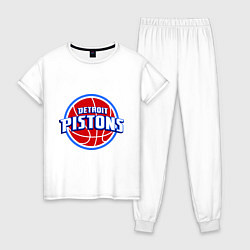 Пижама хлопковая женская Detroit Pistons - logo, цвет: белый
