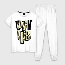 Пижама хлопковая женская Guns n Roses: cream, цвет: белый