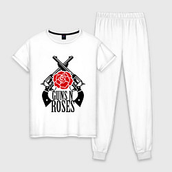 Пижама хлопковая женская Guns n Roses: guns, цвет: белый