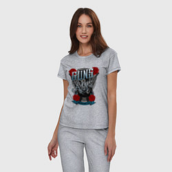 Пижама хлопковая женская Guns n Roses: illustration, цвет: меланж — фото 2
