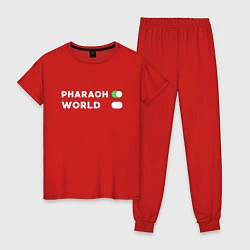 Пижама хлопковая женская Pharaon On, World Off, цвет: красный