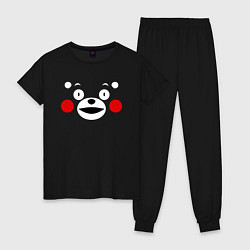 Пижама хлопковая женская Kumamon Face, цвет: черный