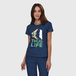 Пижама хлопковая женская Zoidberg: Thug Life, цвет: тёмно-синий — фото 2