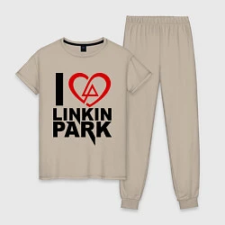 Пижама хлопковая женская I love Linkin Park, цвет: миндальный