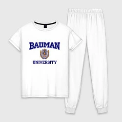Пижама хлопковая женская BAUMAN University, цвет: белый