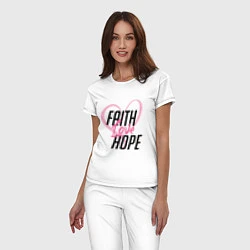 Пижама хлопковая женская Faith Love Hope, цвет: белый — фото 2