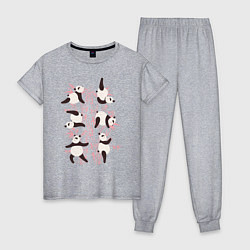 Пижама хлопковая женская Панда Йога, цвет: меланж